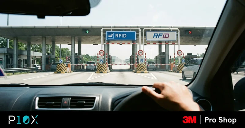 Driver pressing a key fob beside a car testing whether window tint blocks the key fob signal