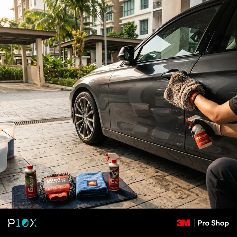 Condo car wash kit for cleaning a PPF car without a hose in Malaysia