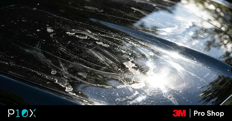 Swirl marks after car wash Malaysia on a black car's paint