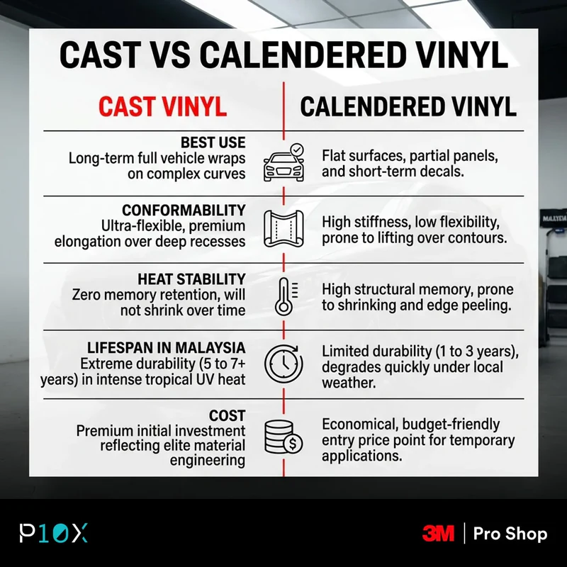 Cast versus calendered vinyl wrap comparison for Malaysia