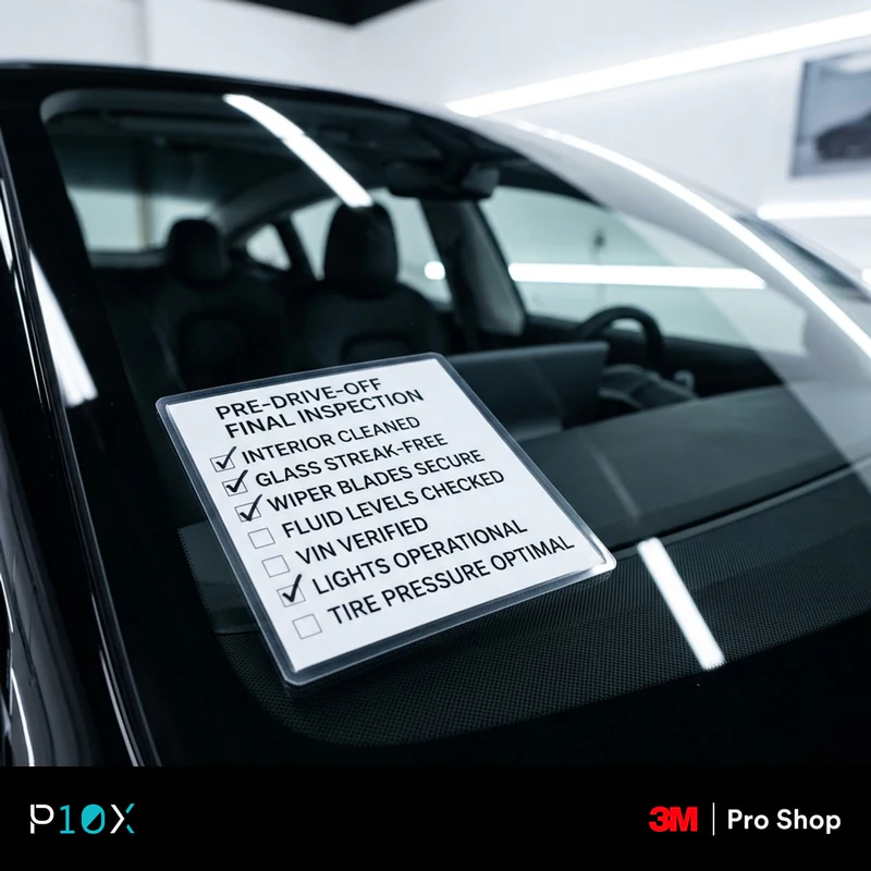 Pre-drive-off function test checklist to run before leaving the tint shop
