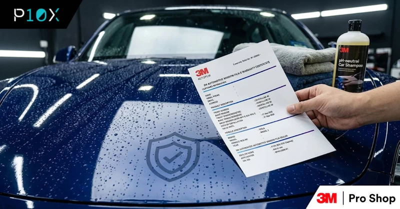 PPF warranty Malaysia certificate with well-maintained 3M paint protection film on car showing connection between regular care and warranty protection