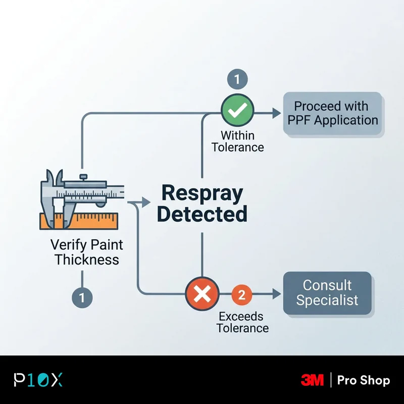 Decision flow for what to do when a respray is detected before applying PPF