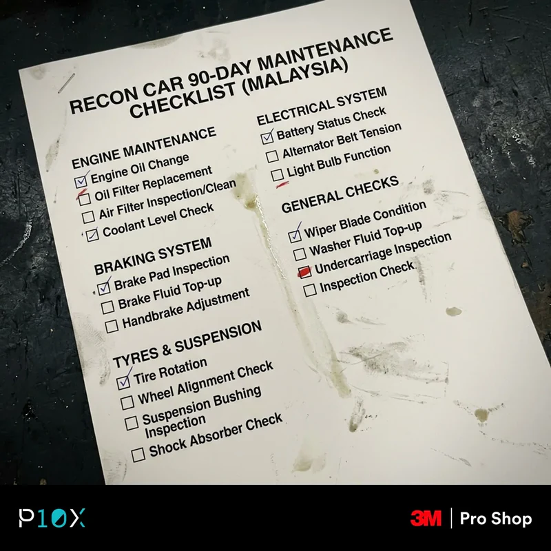 Used car maintenance Malaysia reset checklist for a recon car's first 90 days