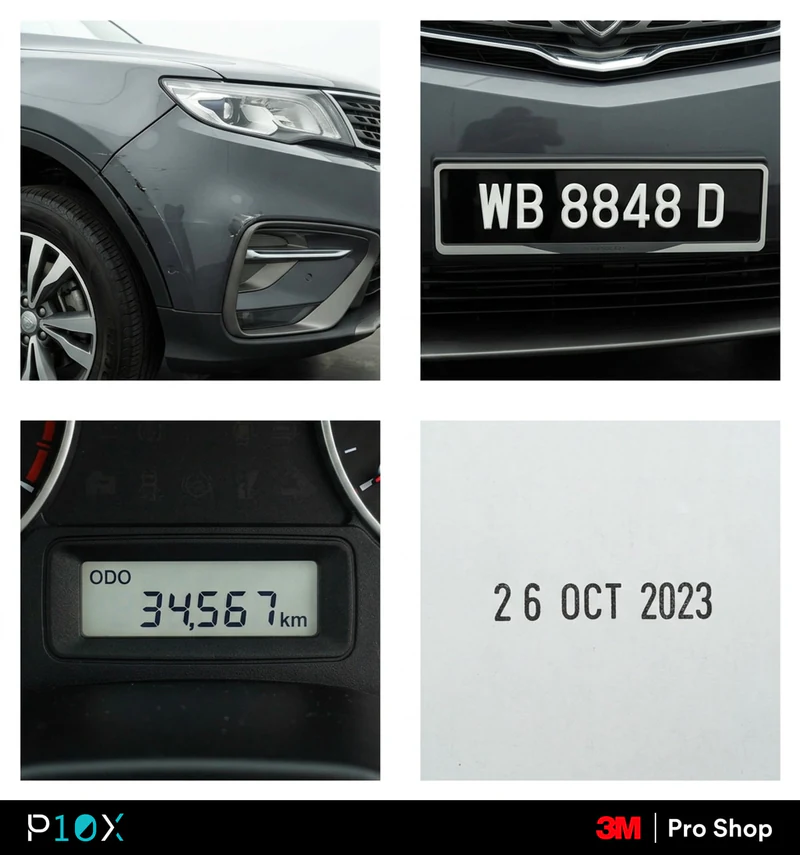 PPF insurance claim Malaysia photo proof template showing what each panel photo must capture (panel, plate, odometer, date stamp).