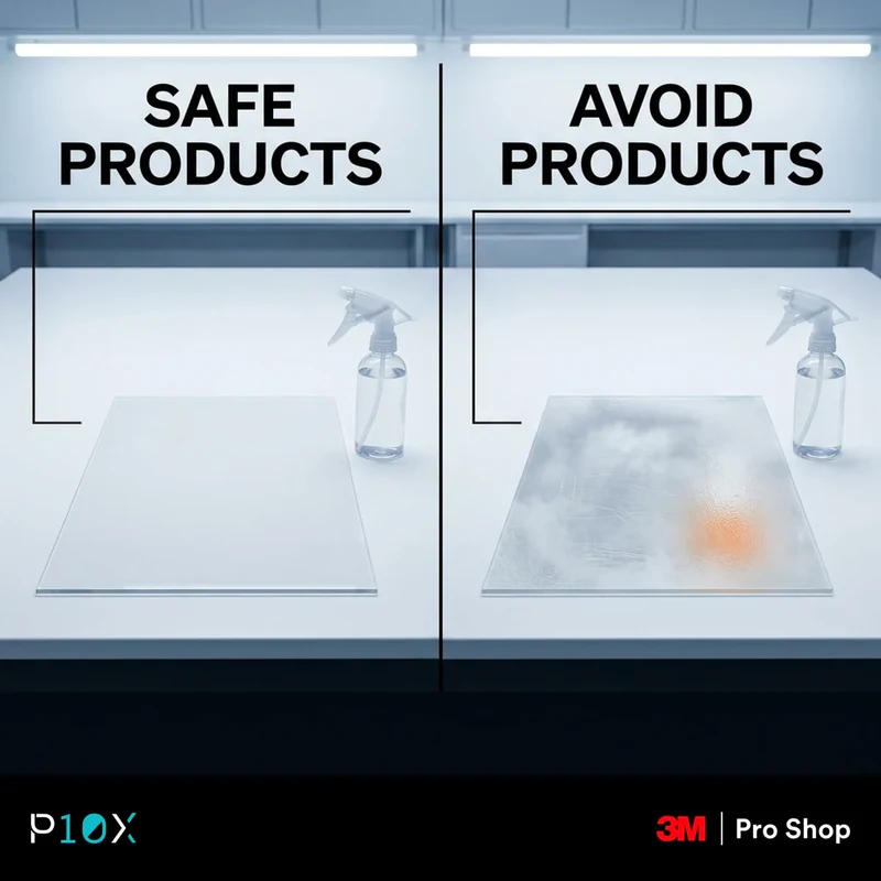 Safe versus avoid products for treating water etching on PPF